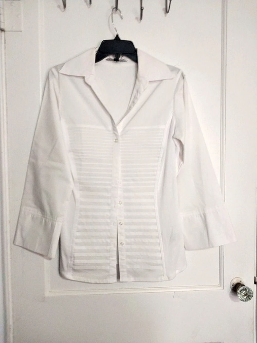 Zac & Rachel Women's Button-up Blouse in White Cotton Sz L Formal